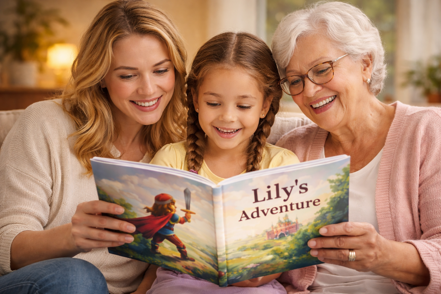 Grandma reading a HeroMe book